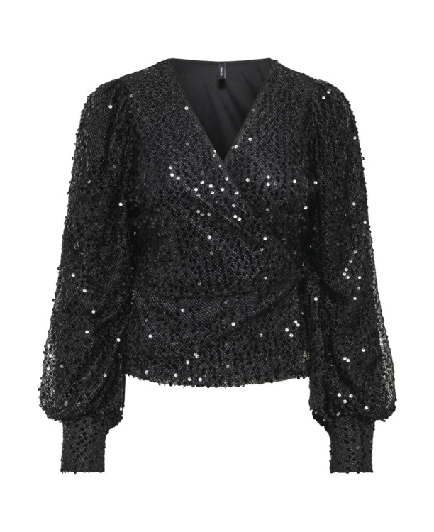 Regular Fit V-Neck Long Sleeves (L/S) Top met V-hals en glitterdetail