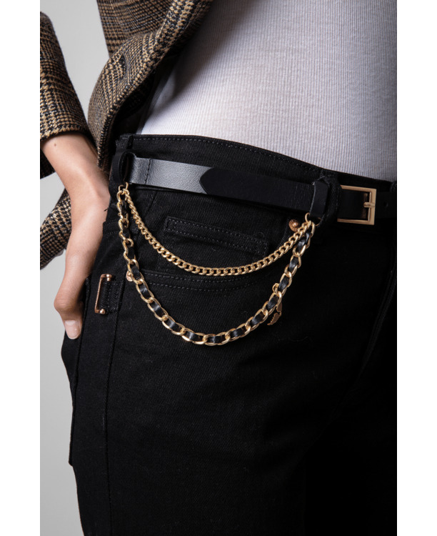 ROCK CHAIN BELT LEATHER