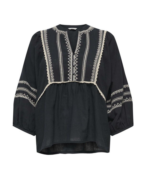 Regular Fit V-Neck 3/4 Sleeves (3/4) Top met V-hals en volumemouwen