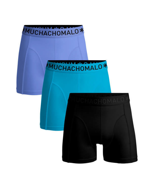 Heren 3-Pack Boxershorts Effen Blue/Purple/Black