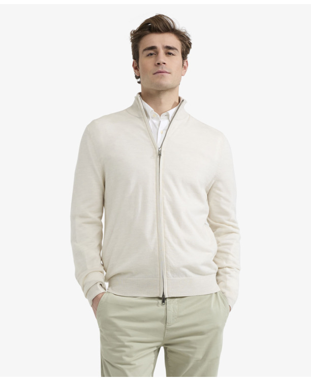 Fine Merino Zip Thru Cardigan 100% Merino Wool Heren