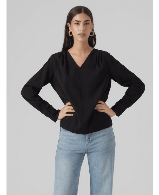 VMLENA LS PLEAT TOP WVN NOOS