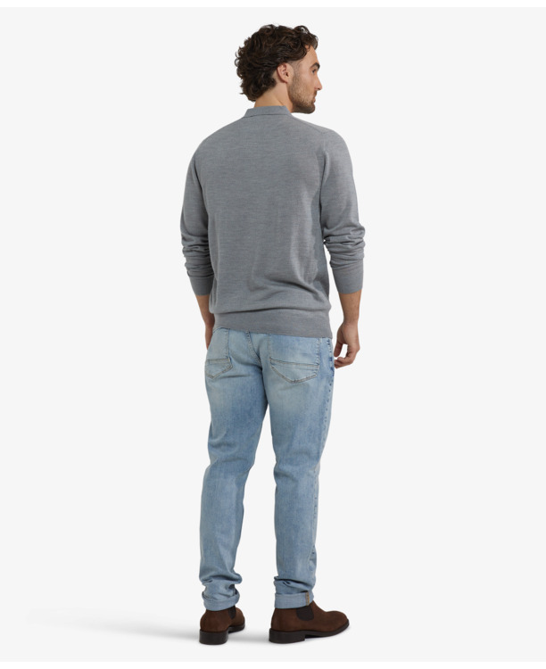Fine Merino Polo Long Sleeve 100% Extra Fine Merinowol Heren