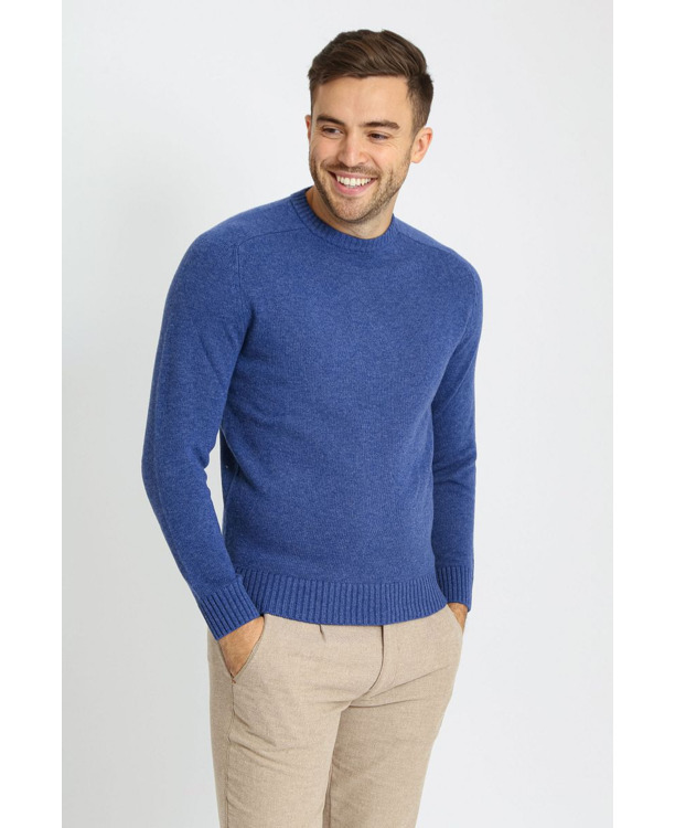 Suitable Lamswol Trui Ronde Hals Royal Blauw
