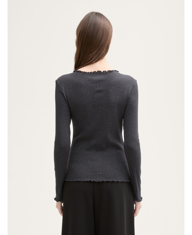 Shirt met lange hals en ondoorzichtige kraag