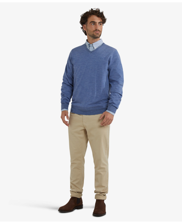 Fine Merino V-Neck Sweater 100% Extra Fine Merinowol Heren