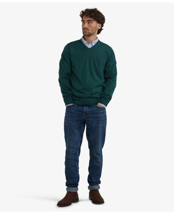 Fine Merino V-Neck Sweater 100% Extra Fine Merinowol Heren