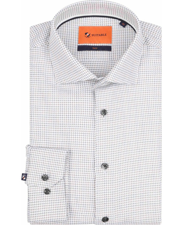 Suitable Overhemd Twill Print Wit