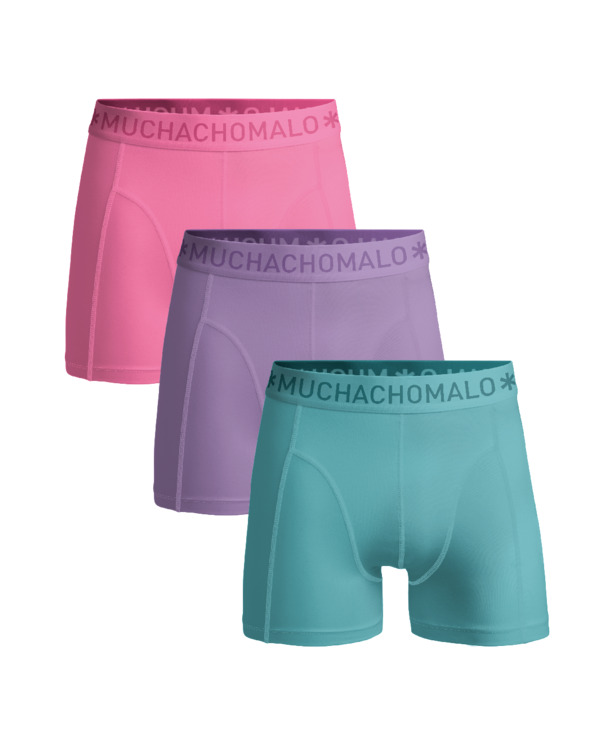 Jongens 3-Pack Boxershorts Effen Blue/Purple/Pink