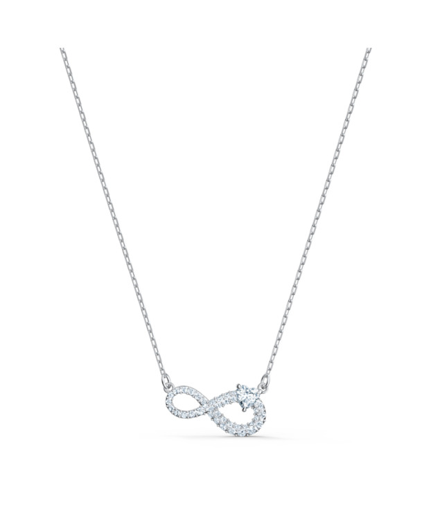 Hyperbola Infinity Necklace Rhodium shiny Crystal White
