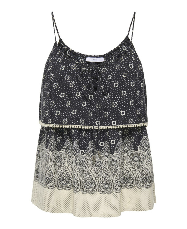 Regular Fit Tied Neck Sleeveless (S/L) Geniet van de zomer in onze mouwloze top met normale pasvorm