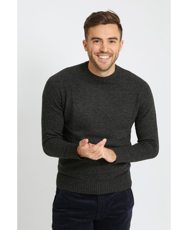 Suitable Lamswol Trui Ronde Hals Antraciet