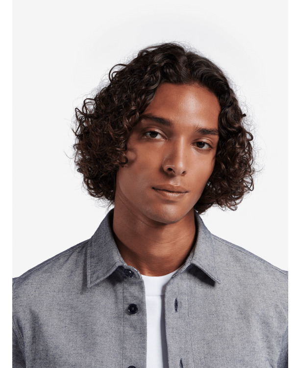 No Label Heren Heavyweight Oxford Overhemd Navy Cotton Ohio