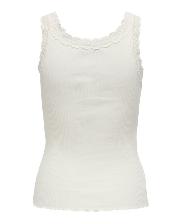 Regular Fit U-Neck Sleeveless (S/L) BASIC Mouwloze tanktop met U-hals en kanten detail