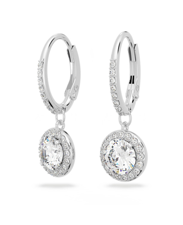 Una Angelic Pierced Earrings Drop Rhodium shiny White Crystal