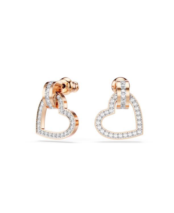 Lovely Pierced Earrings Drop Rose Gold shiny Crystal