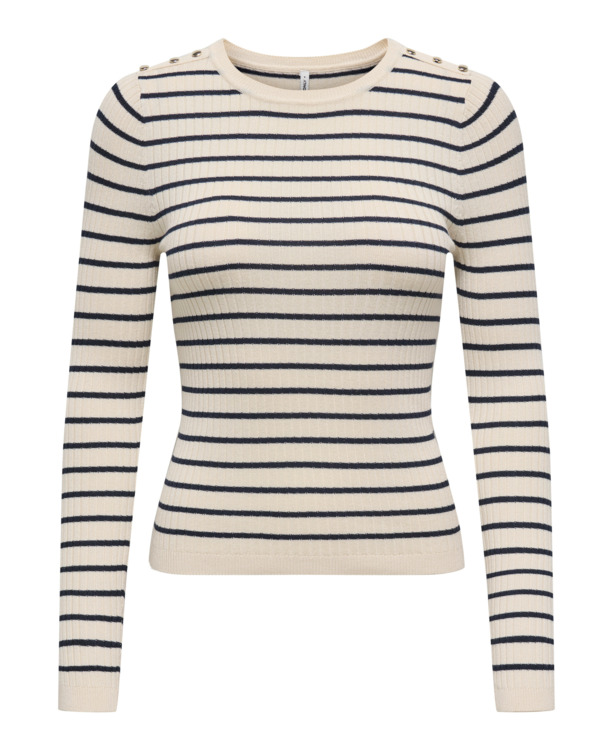 ONLMILA LS STRIPE BUTTON O-NECK CS
