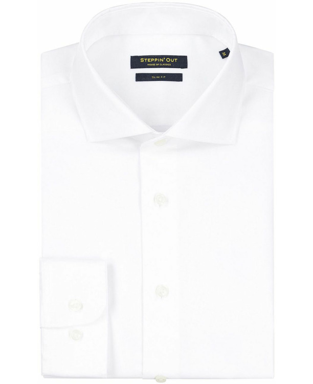Steppin' Out Overhemd Slim-Fit Twill Wit