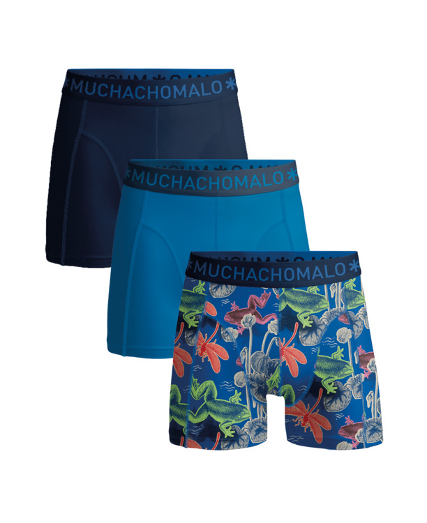 Heren 3-Pack Boxershorts Print/Effen Print/Blue/Blue