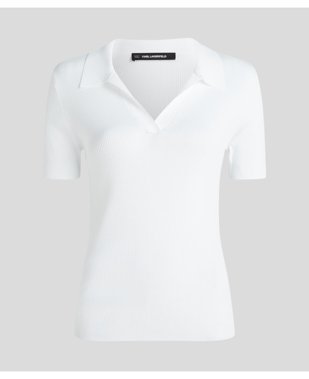 RIB LOGO POLO SWEATER
