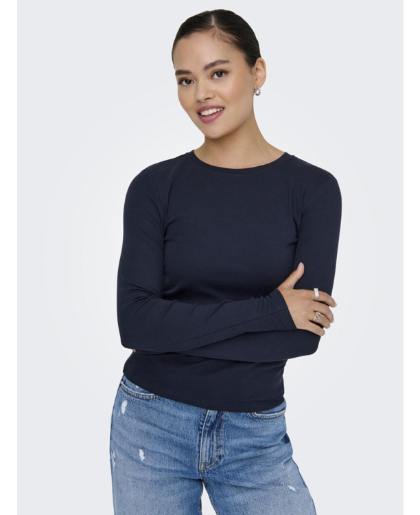 Tight Fit O-Neck Long Sleeves (L/S) Basic top met ronde hals en lange mouwen voor jeugdige vrouwen