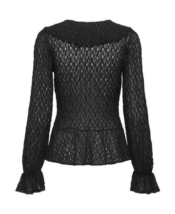 Regular Fit V-Neck Long Sleeves (L/S) V-hals T-shirt met lange mouwen en ruches voor de herfst