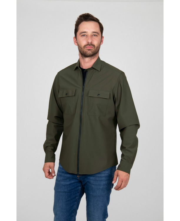 Suitable Jacket Shirt Donkergroen