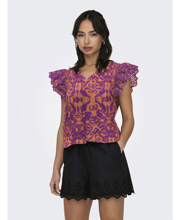 ONLLOU EMB S/S FRILL TOP PTM