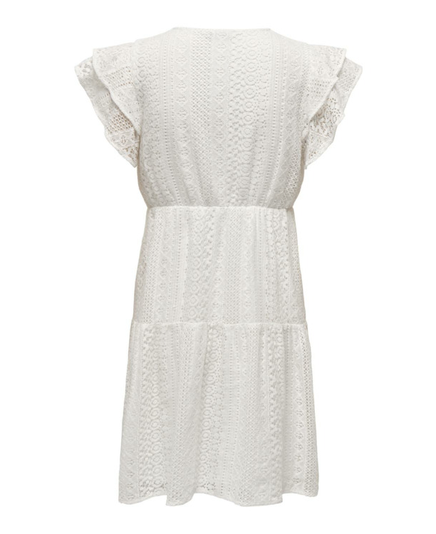 Regular Fit V-Neck Short Sleeves (S/S) V-hals jurk met kant detail