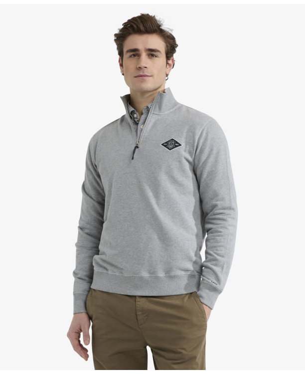 Zip Mock Sweatshirt 100% Cotton Heren