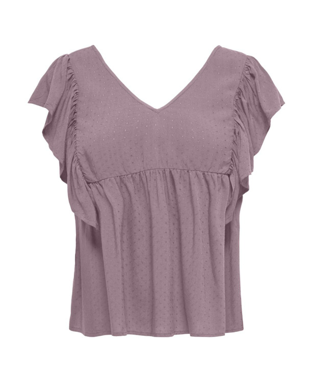 Regular Fit V-Neck Short Sleeves (S/S) Zomerse top met ruches in regular fit