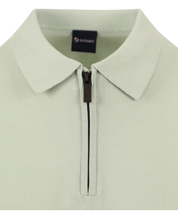 Suitable Half Zip Polo Lichtgroen