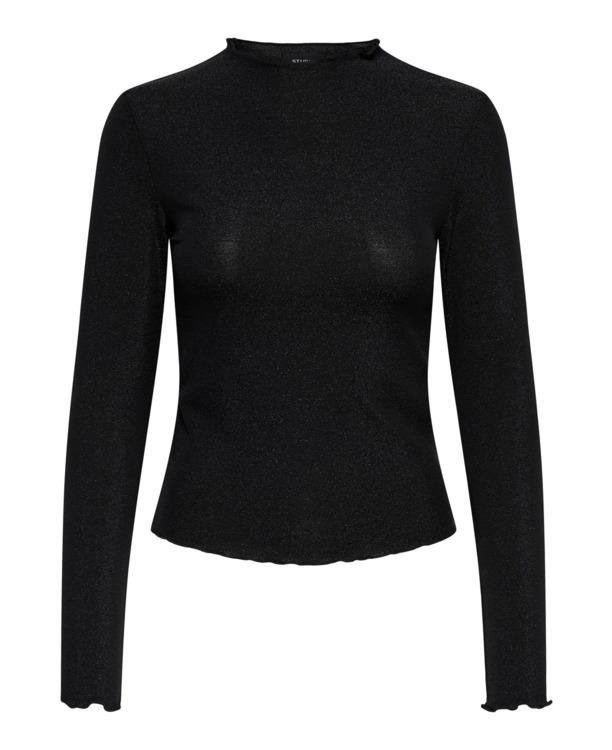 Standard Fit High Neck Long Sleeves (L/S) Lange mouwen Glitter detail top