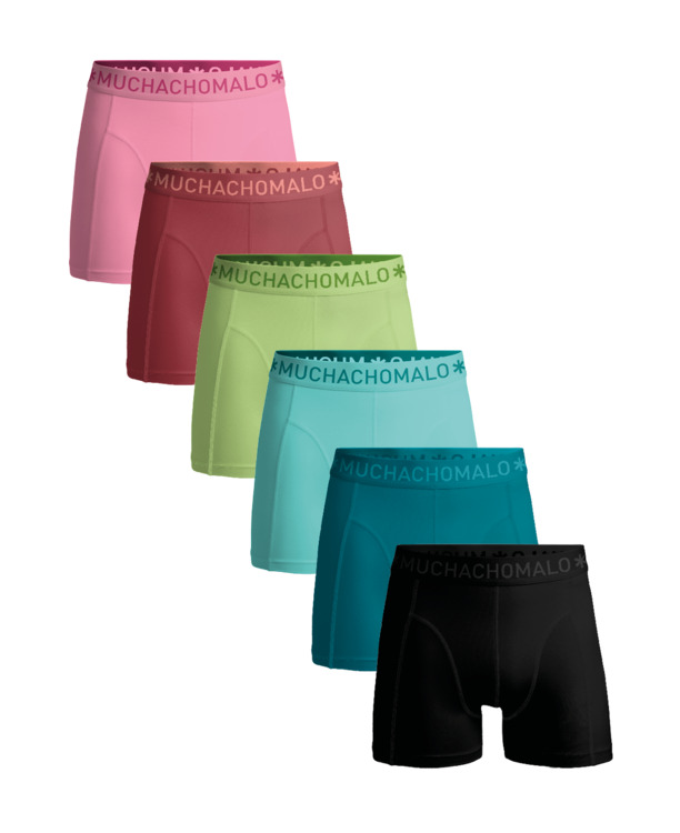 Heren 6-Pack Boxershorts Effen Black/Blue/Green/Red/Pink