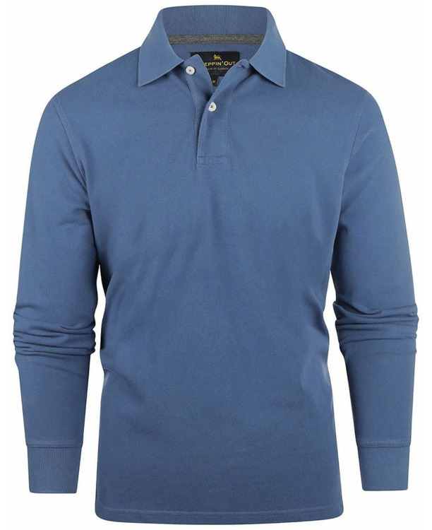 Steppin' Out Longsleeve Polo Piqué Classic Mid Blauw