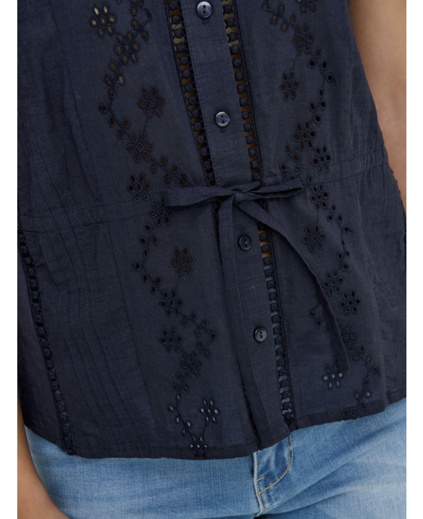 Regular Fit O-Neck Sleeveless (S/L) Regular fit mouwloze top met trekkoord