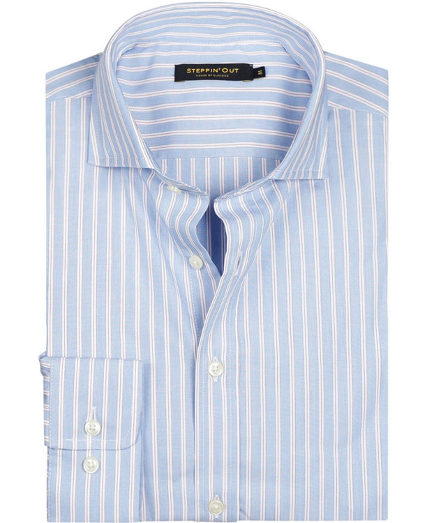 Steppin' Out Overhemd Streep Lichtblauw Rood