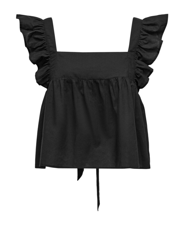 Relaxed Fit Square Neck Sleeveless (S/L) Mouwloze top met vierkante hals en trekkoord