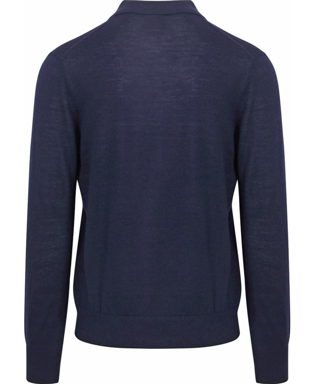 King Essentials The Robert Long Sleeve Poloshirt Merino Navy