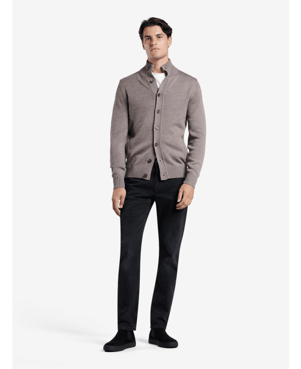 No Label Heren Trui Bruin Cardiff Extrafine Merino Wol