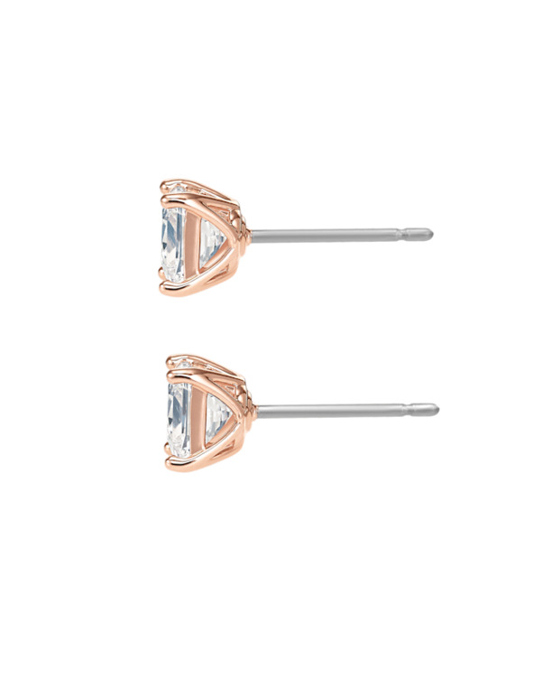 Stilla Square Attract Pierced Earrings Square Rose Gold shiny White