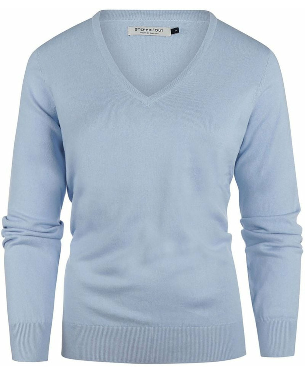 Steppin' Out Trui Cashmere Dames V-hals Lichtblauw