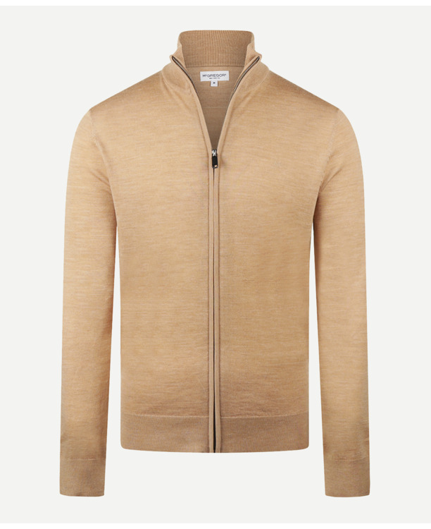 Fine Merino Zip Thru Cardigan 100% Extra Fine Merinowol Heren