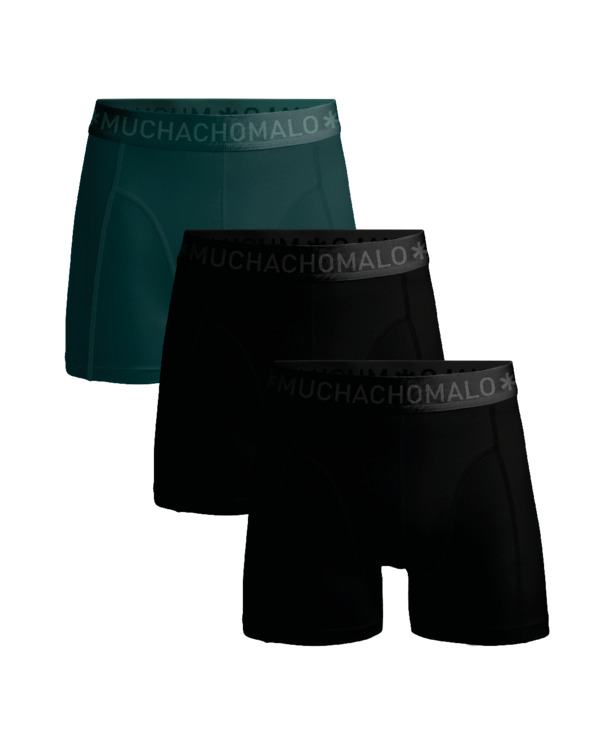 Heren 3-pack shorts effen Black/Green