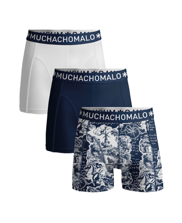 Jongens 3-Pack Boxershort Print/Effen Print/Blue/White