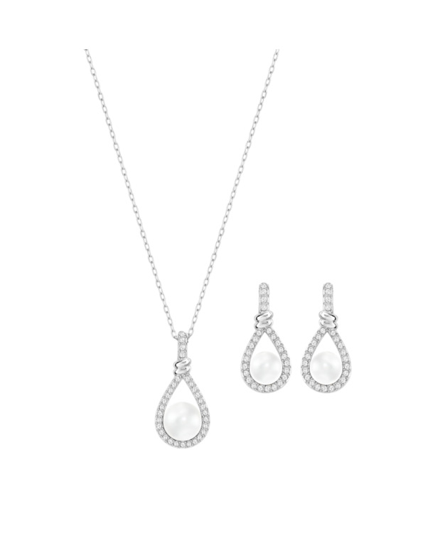 Enlace Set OU Rhodium shiny Crystal White Pearl Crystal