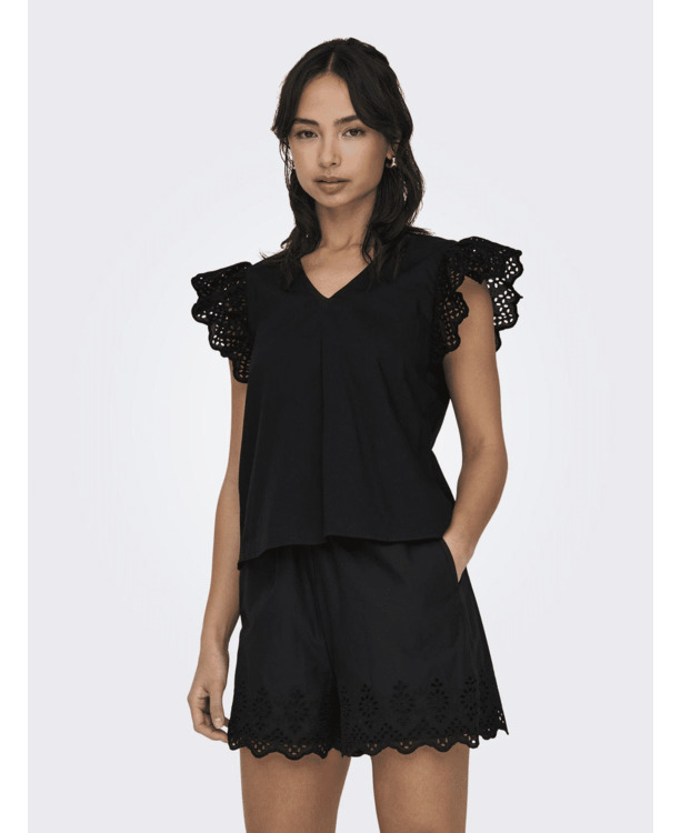 ONLLOU EMB S/S FRILL TOP PTM