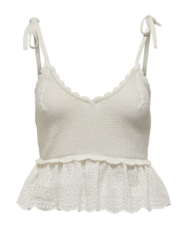Regular Fit V-Neck Sleeveless (S/L) Chique gebreide top met V-hals en geschulpte details