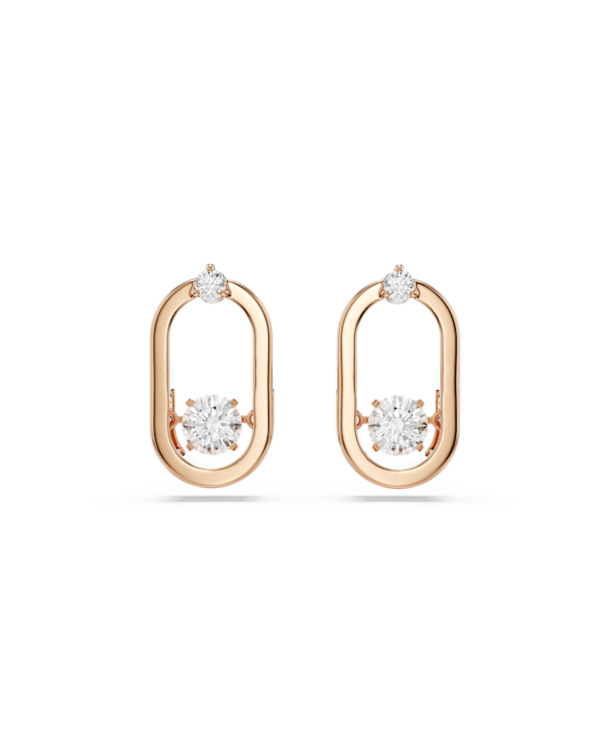 Una Sparkling Dc Pierced Earrings Stud Rose Gold shiny White