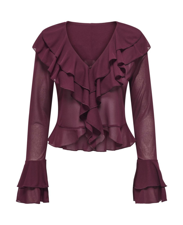 Regular Fit V-Neck Long Sleeves (L/S) Feesttop met lange mouwen en V-hals